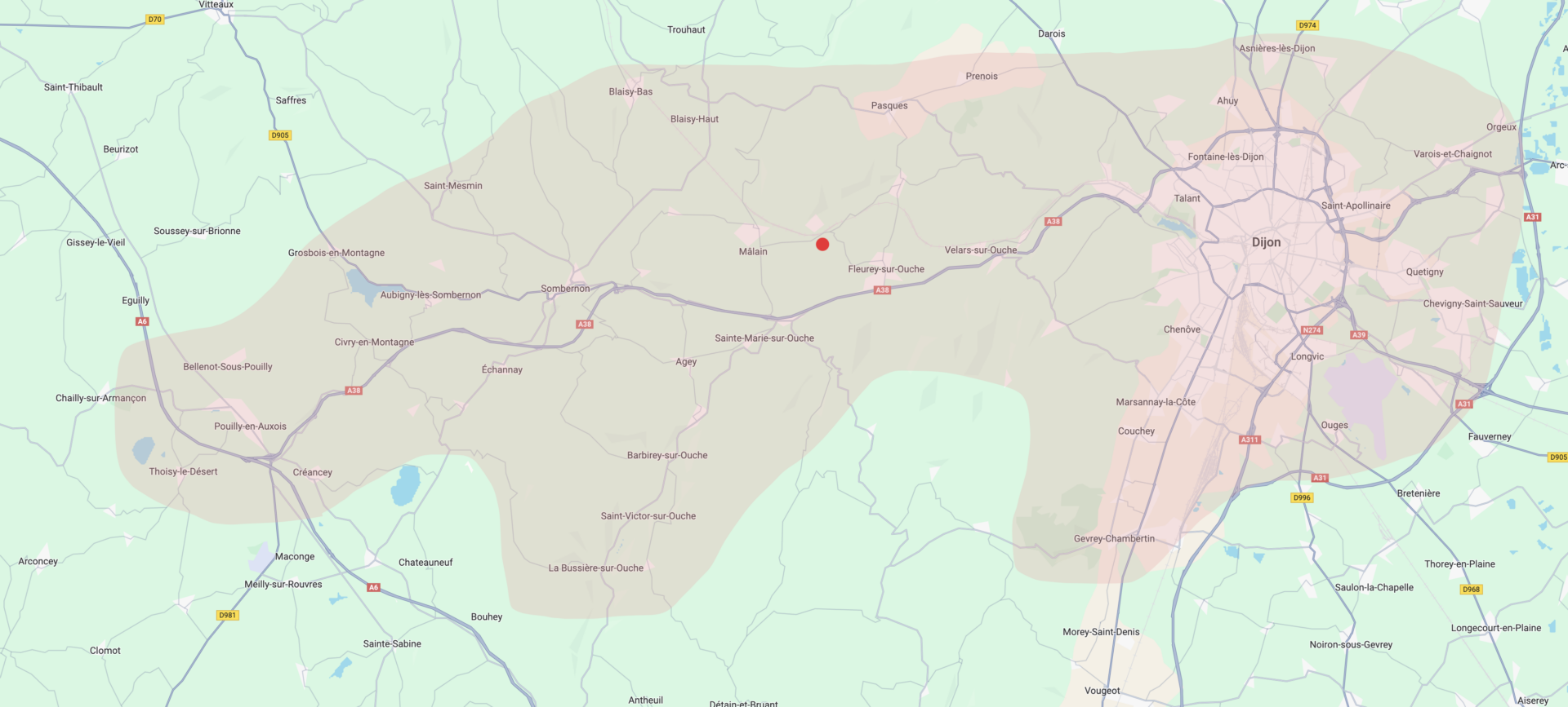 zone de déplacement Thomasino paysagiste dijon vallée de l'ouche auxois ouche et montagne sombernon